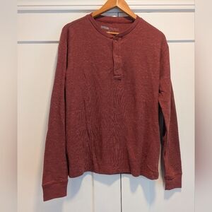 AEROPOSTALE Men's Maroon Long Sleeve Thermal Henley Shirt Size Small